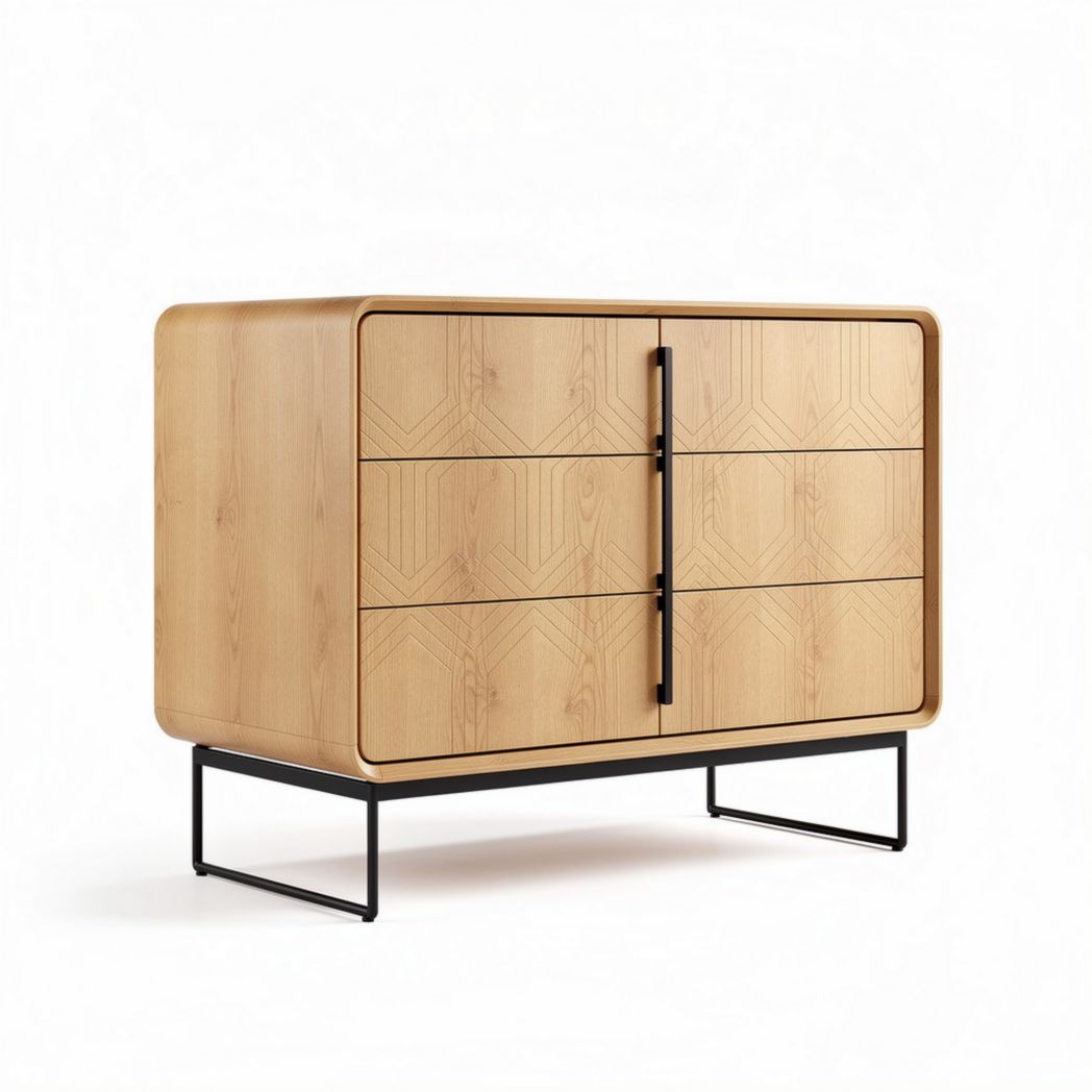 Wooden storage cabinet with four drawers and metal legs 80 x 40 x 80cm