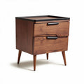 Wooden nightstand with two drawers in walnut finish and modern design 45 x 40 x 50cm