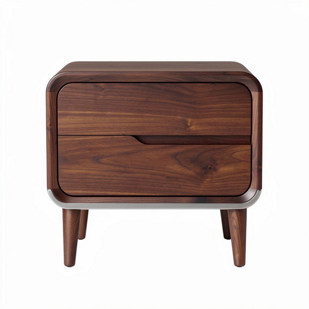 Wooden nightstand with two drawers and smooth finish 45 x 40 x 35cm