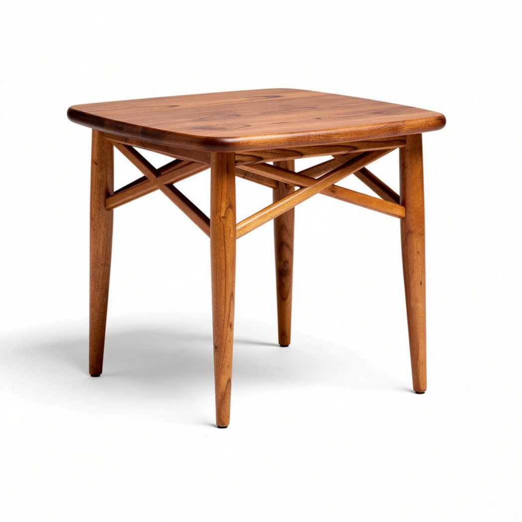 Wooden side table with cross support and natural finish 45 x 45 x 75cm