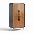 Wood and metal storage cabinet with double doors and sleek design 180 x 90 x 45cm