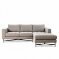 Sectional sofa with tufted seats in grey fabric and metal legs 200 x 90 x 80cm