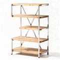 Wooden bookshelf with black metal frame 80 x 40 x 160cm for storage and display