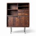 Oak wood storage cabinet with four shelves and two doors 80 x 40 x 120cm
