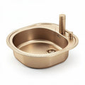 Brushed gold kitchen sink with side faucet and drain 45 x 40 x 15cm