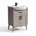 White bathroom vanity cabinet with sink and polished chrome faucet 30 x 45 x 85cm