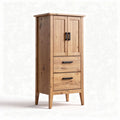 Wood storage cabinet with two doors and three drawers 40 x 30 x 120cm