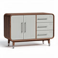 Wooden sideboard with grey door panels and three drawers 120 x 50 x 75cm