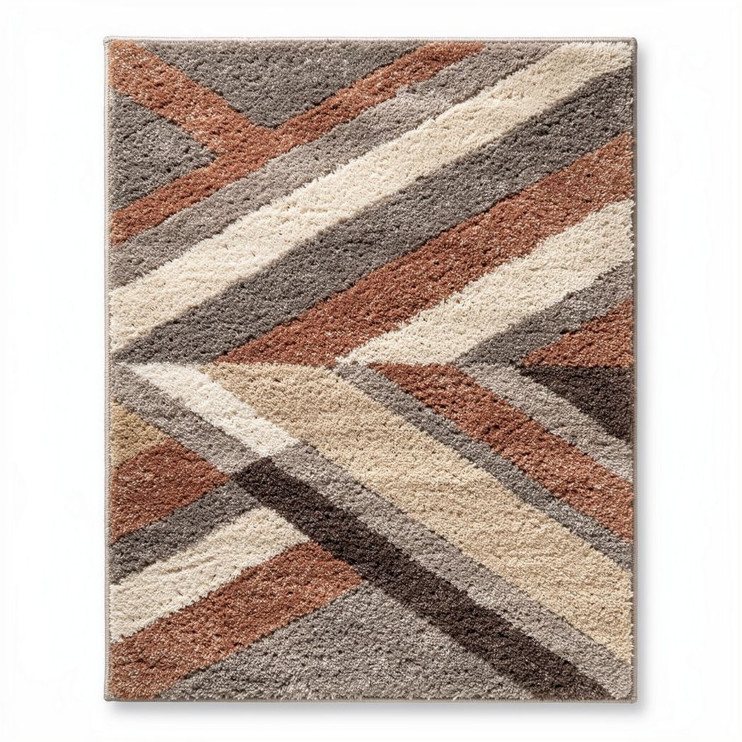 Abstract geometric area rug in brown shades 120 x 160 x 1cm