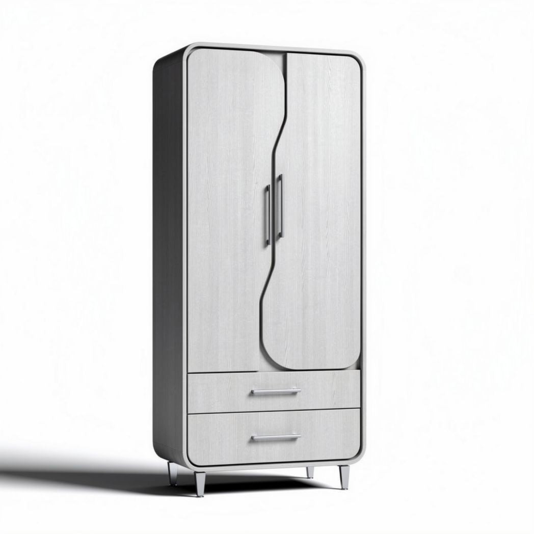 White storage cabinet with single door and drawer 40 x 40 x 180cm