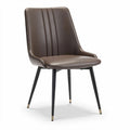 Brown faux leather dining chair with black metal legs 50 x 40 x 90cm