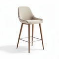 Fabric upholstered bar stool with wooden legs and metal footrest 45 x 45 x 110cm