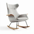 Rocking chair with fabric upholstery and wooden armrests 80 x 70 x 100cm
