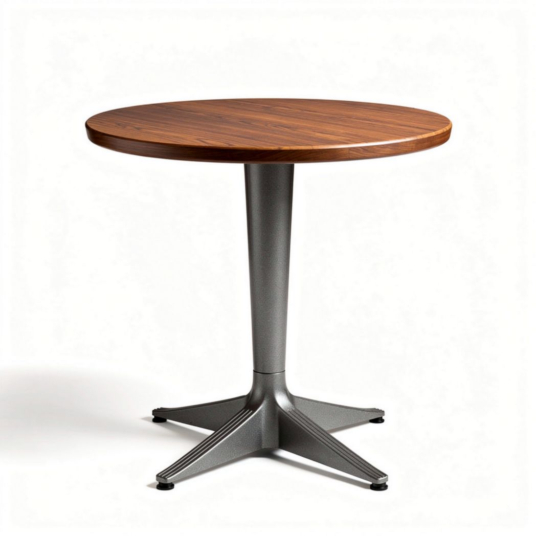 Round wooden tabletop dining table with metal base 75 x 75 x 75cm