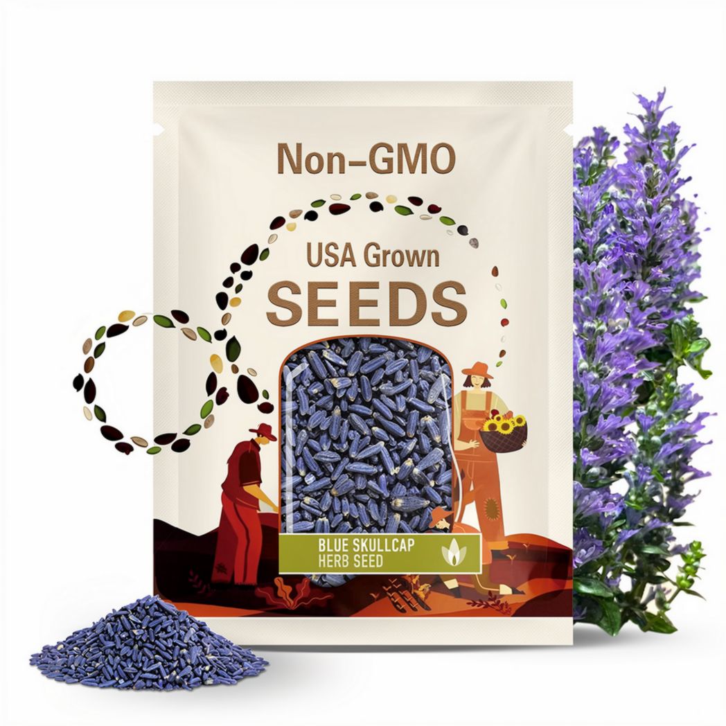 Blue Skullcap Flower Seeds - Heirloom Seeds, Mad Dog Skullcap, Virginia Skullcap, Medicinal Herb, Pollinator Friendly, Non-GMO