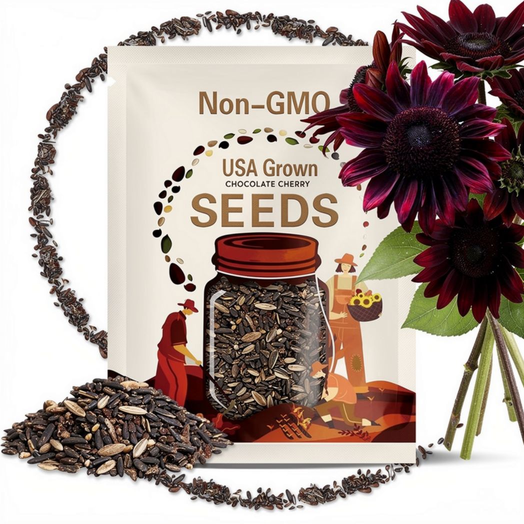 Chocolate Cherry Sunflower Seeds: Rare Heirloom